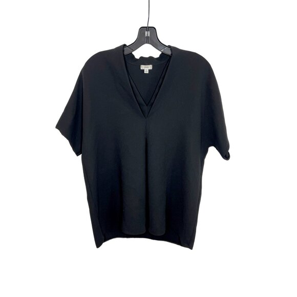 Vince Black Double V Neck Crepe Dolman Sleeve Blouse Top - Size XS - Picture 1 of 6